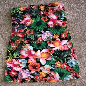 Ambiance apparel tropical floral small tube strapless top